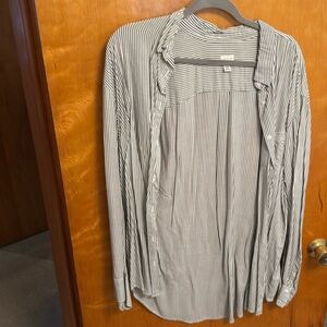 Grey and white striped button down